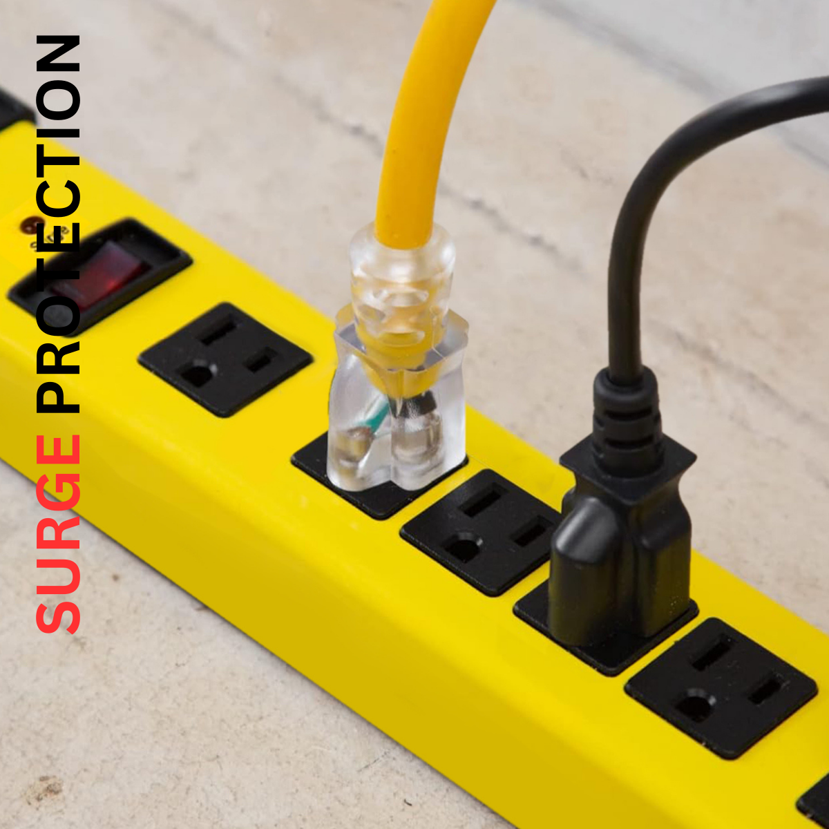 6 Outlet Power Strip Surge Protector With Heavy Duty Metal Housing And Built In Cord Wrap  - TE2266