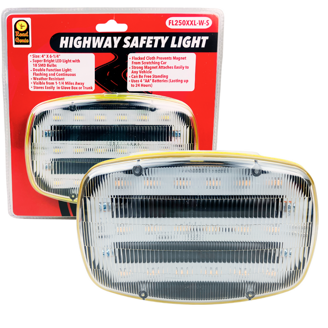 White Highway Safety Lights LED with Magnetic Back || Light Beacon and Road Flare || Emergency Protection with Continous and Flashing Modes