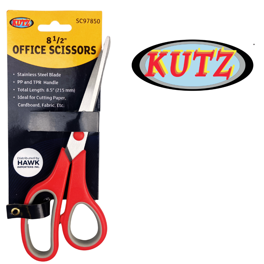 KUTZ 8.5" Comfort-Handle Office Scissors | Large Finger Holes | Extra Sharp Stainless Steel Blades