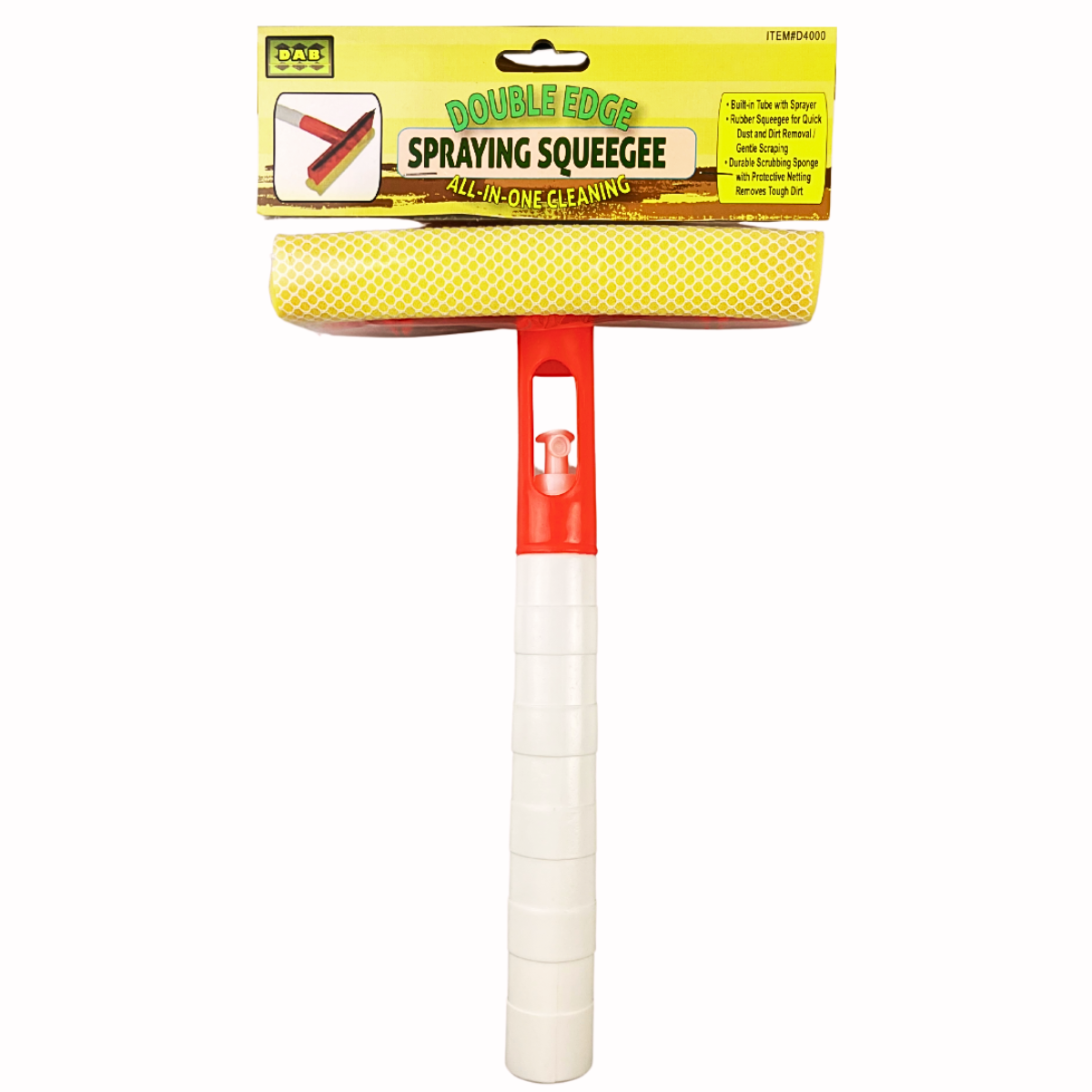 3-in-1 Rubber Squeegee with Sponge Head - Spray Bottle For Window Cleaning  - H-74000