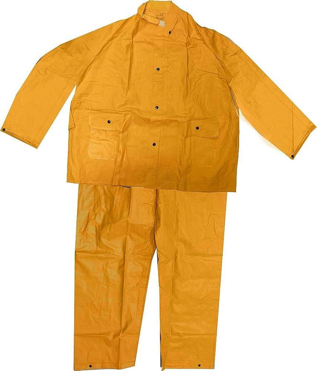 Men's 35 Mil Yellow PVC Rainsuit with Pants & Jacket with Detachable Hood