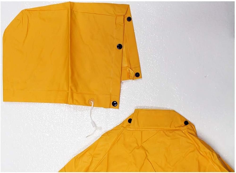 Men's 35 Mil Yellow PVC Rainsuit with Pants & Jacket with Detachable Hood