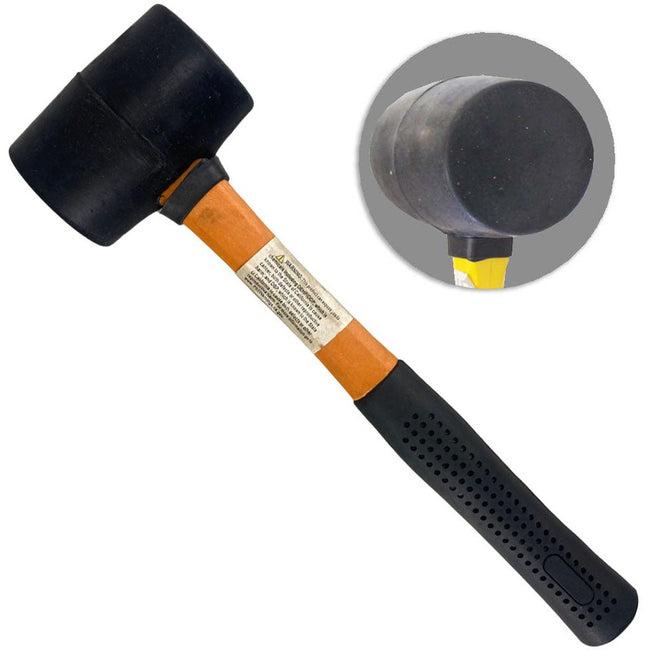 11" 8 Oz Rubber Headed Mallet - Fiberglass Handle & Rubber Grip - PH900-F08-YH - ToolUSA