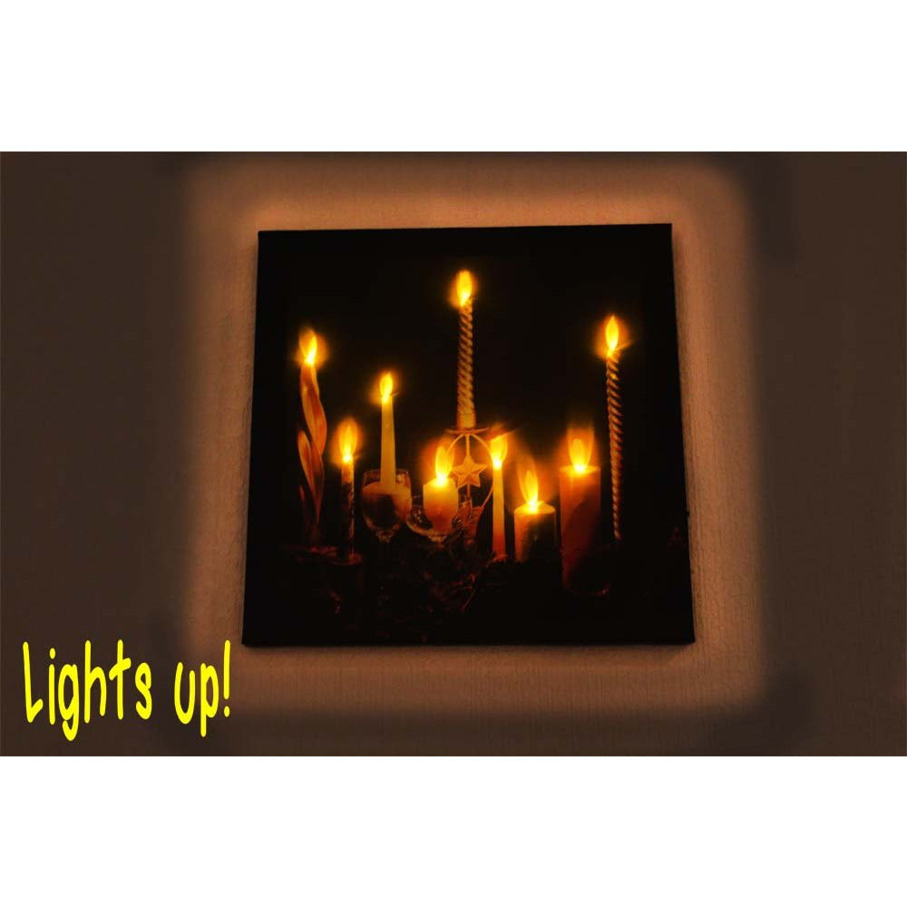 12x12 Inch Candle LED Canvas Painting - Screen Print - Wall Hanging - 202-1275-YX - ToolUSA