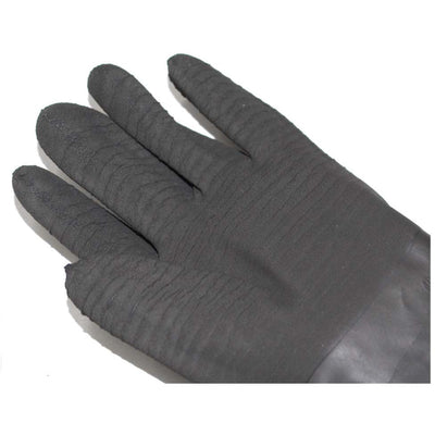 14 Inch Black Natural Rubber Gloves with Crinkle Finish & Rolled Cuff - Extra Large (Pack of: 2) - GL-09914-Z02 - ToolUSA