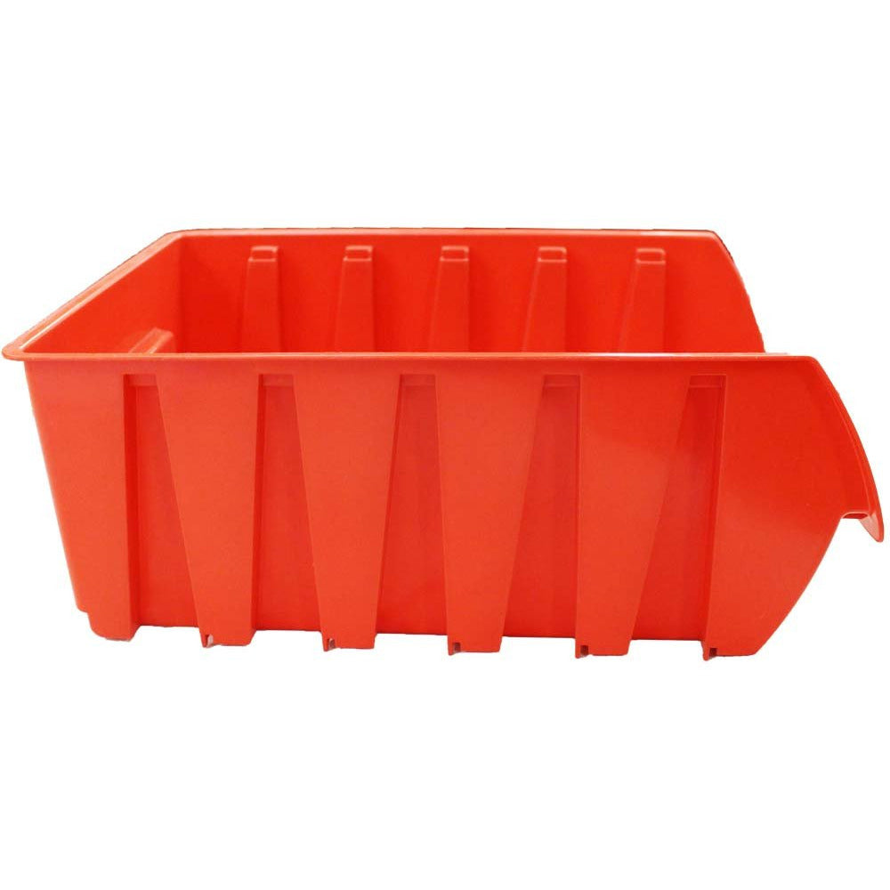 18" x 12" x 8" Stackable Red Plastic Storage Bin Made Of Polypropylene - MJ-28462 - ToolUSA