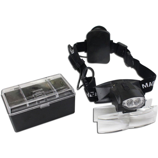 2 LED Lightweight Head Worn Magnifier - 11 Lenses - Adjustable Headband - MG-15155 - ToolUSA