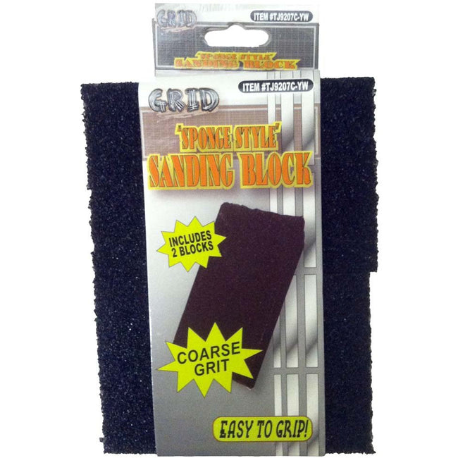 2 Piece Sponge Rubber Blocks Set with Coarse Grit Sandpaper Texture - TJ-TJ9207C-YW - ToolUSA