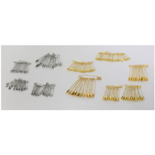 200 Piece Golden & Nickel-plated Safety Pins Set, Various Sizes - KIT-TZ350 - ToolUSA