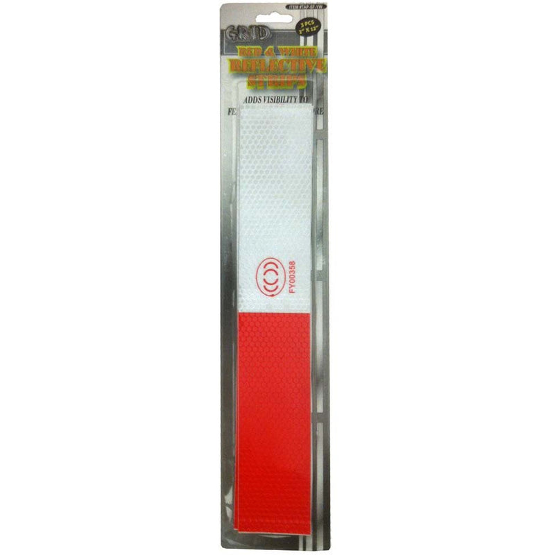 3 Piece Red and White, Self Adhesive Reflective Strips by Grid (Pack of: 3) - TA-31882-Z03 - ToolUSA