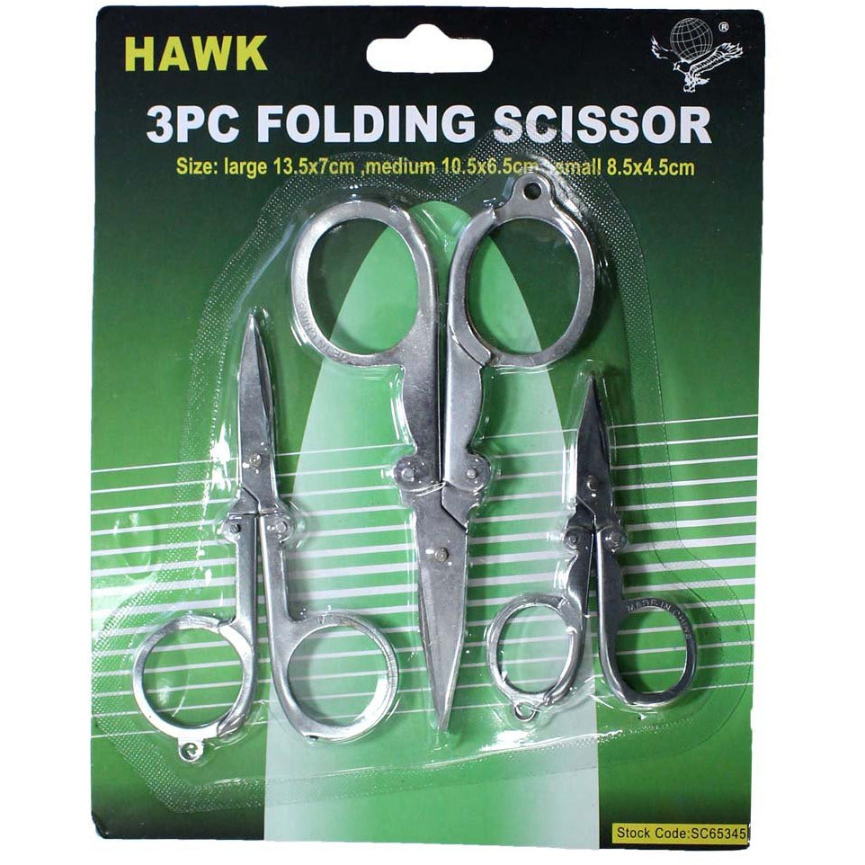 3 Piece Stainless Steel Folding Scissors In 3 Popular Sizes - SC-65345 - ToolUSA