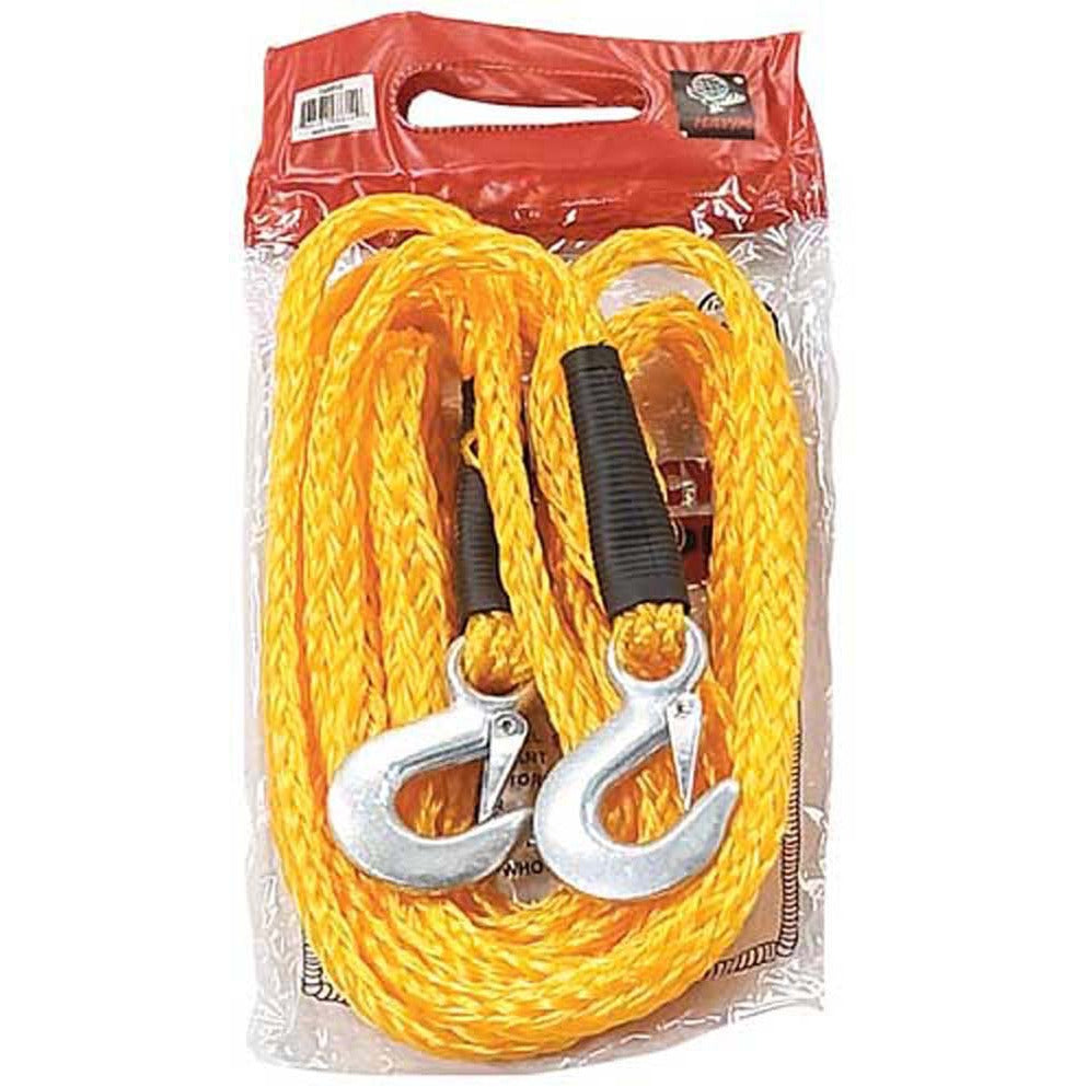 330 Lb Capacity Tow Rope - 14' x 5/8" - Heavy Duty Metal Hooks - TA-08614 - ToolUSA