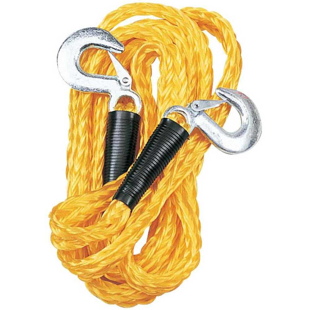 330 Lb Capacity Tow Rope - 14' x 5/8" - Heavy Duty Metal Hooks - TA-08614 - ToolUSA