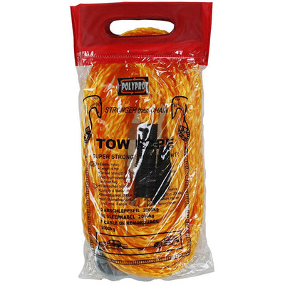 330 Lb Capacity Tow Rope - 14' x 5/8" - Heavy Duty Metal Hooks - TA-08614 - ToolUSA