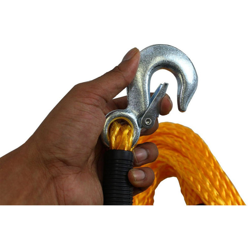 330 Lb Capacity Tow Rope - 14' x 5/8" - Heavy Duty Metal Hooks - TA-08614 - ToolUSA