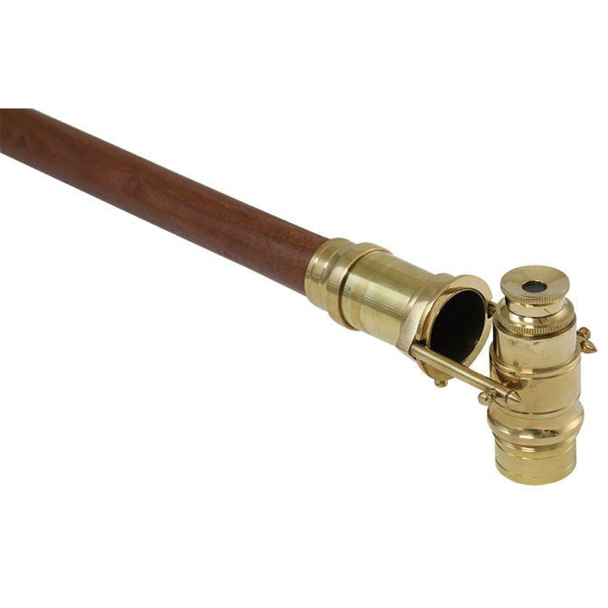 38-1/2 Inch Natural Wood Walking Stick | Brass Hidden Telescope - G8445-2273ST - ToolUSA