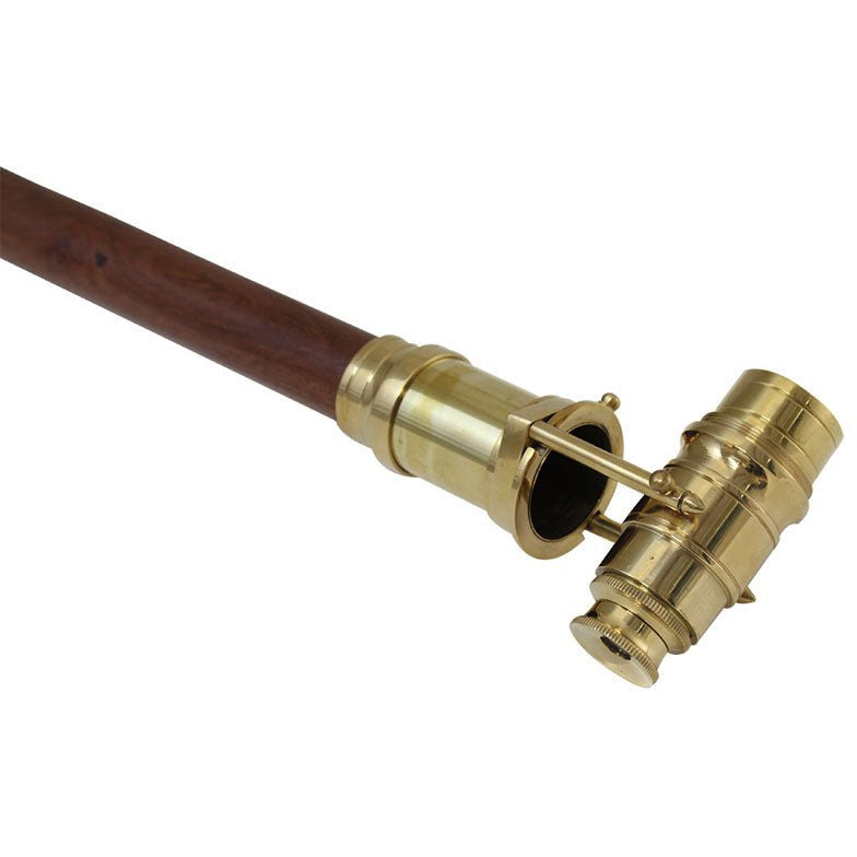 38-1/2 Inch Natural Wood Walking Stick | Brass Hidden Telescope - G8445-2273ST - ToolUSA