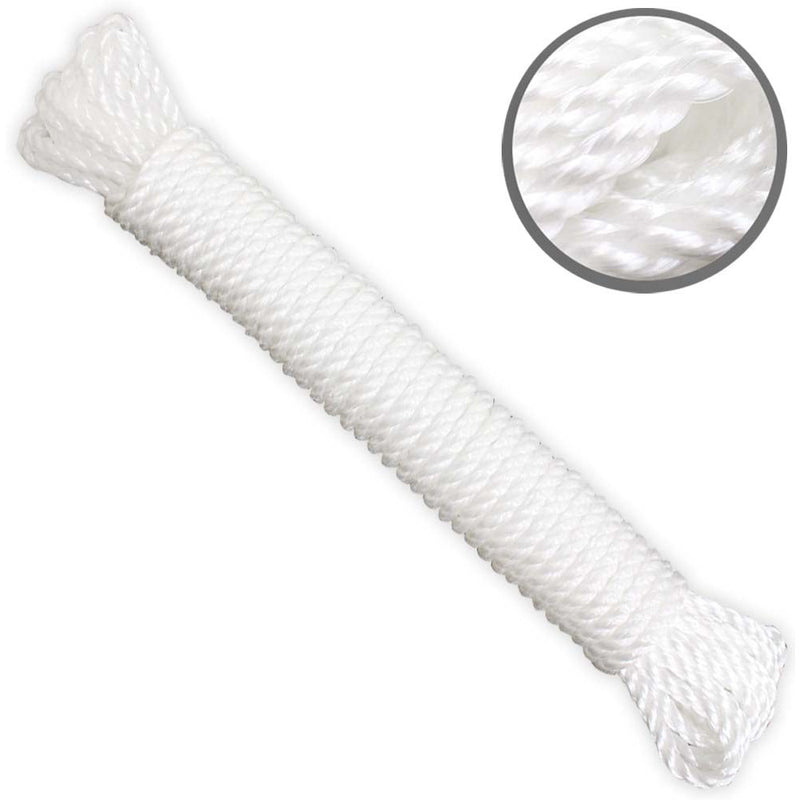 50 Foot White Polypropylene, 3 Strand, Twisted Rope - TA-08638 - ToolUSA