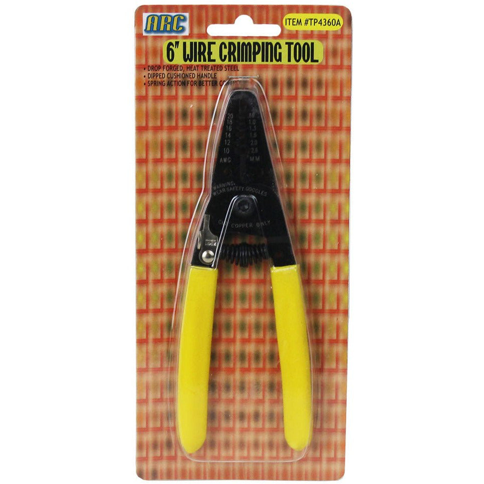 6" WIRE CRIMPING AND CUTTING TOOL WITH SIZE GAUGE & SPRING ACTION - TP-28480 - ToolUSA