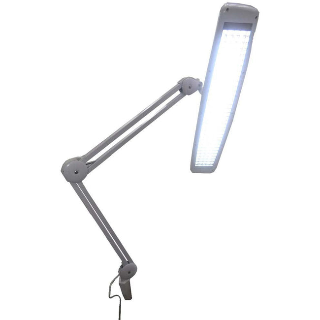 61cm White Clamp- On Fluorescent Desk Lamp With Spring Action Arm by ELUCIDATE - MG-28457 - ToolUSA