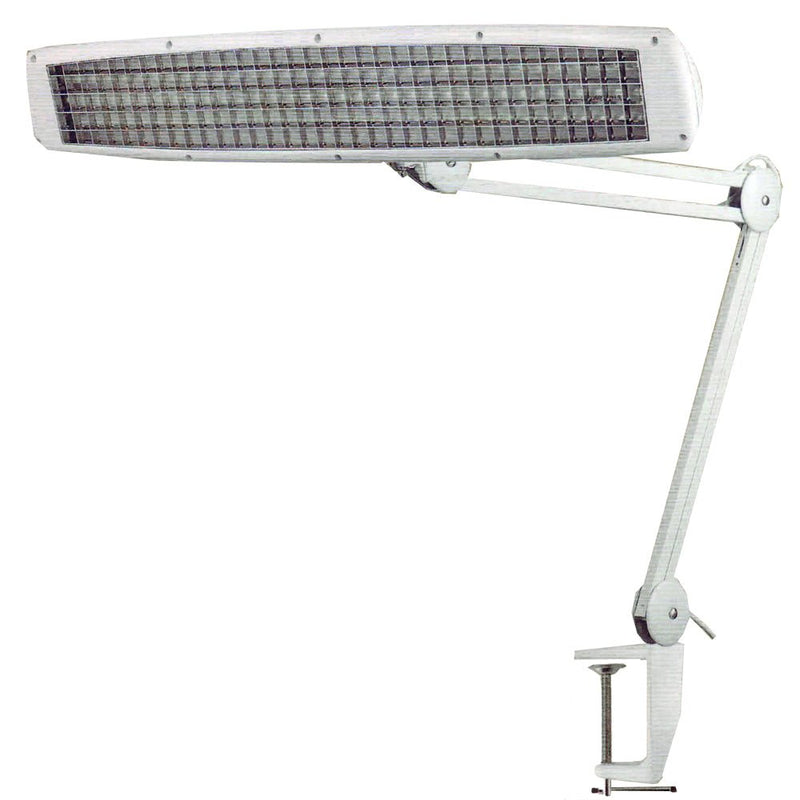 61cm White Clamp- On Fluorescent Desk Lamp With Spring Action Arm by ELUCIDATE - MG-28457 - ToolUSA