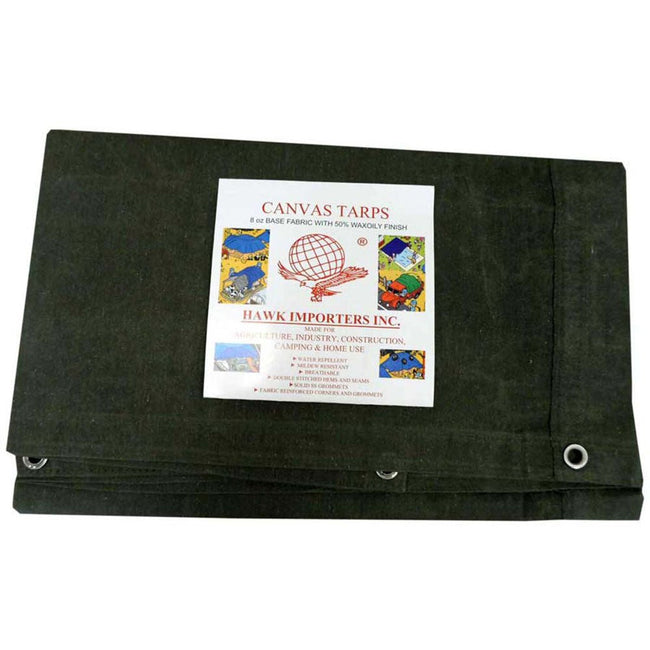 7x9 Foot Green Canvas Tarp (Pack of: 1) - TT0709G - ToolUSA