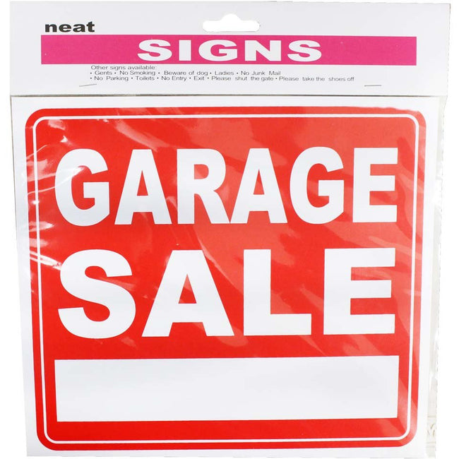 8 X 9 Inch, "Garage Sale" Sign In Bright Red And White (Pack of: 2) - SG-GARGE-YX-Z02 - ToolUSA