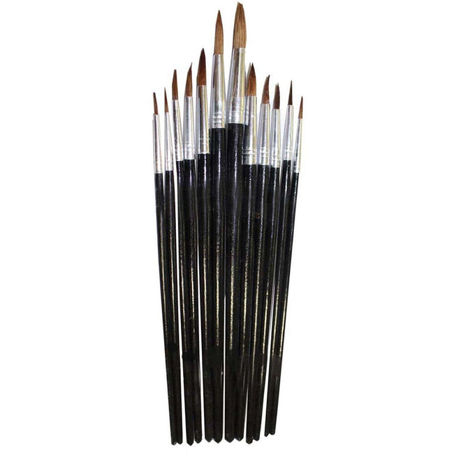 Artist's Deluxe Pointed Paint Brush 12 Piece Set - Sizes 1-12 - TZ63-06335 - ToolUSA