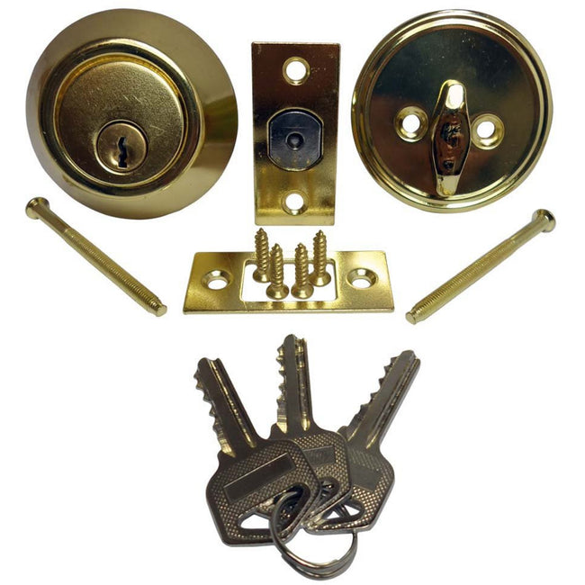 Brass Single Cylinder Deadbolt Lock - LOCK-07351 - ToolUSA