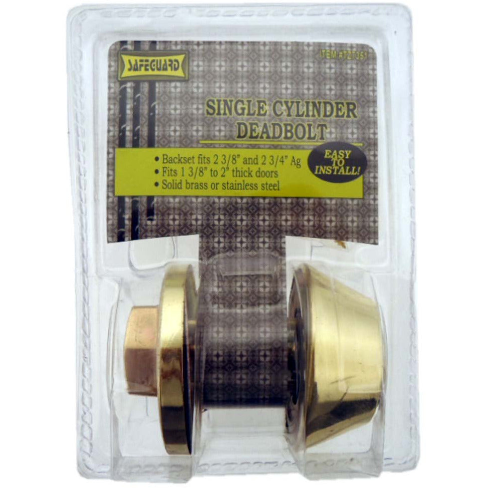 Brass Single Cylinder Deadbolt Lock - LOCK-07351 - ToolUSA