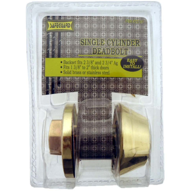 Brass Single Cylinder Deadbolt Lock - LOCK-07351 - ToolUSA