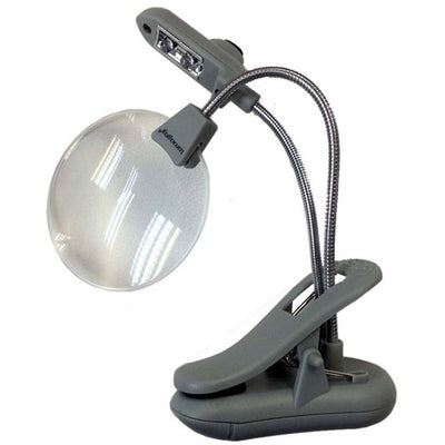 Compact 2-1/2 Inch Diameter Lens Magnifier With LED Lights-Clip On Magnifier Lamp With Patented Design - MG-91129 - ToolUSA