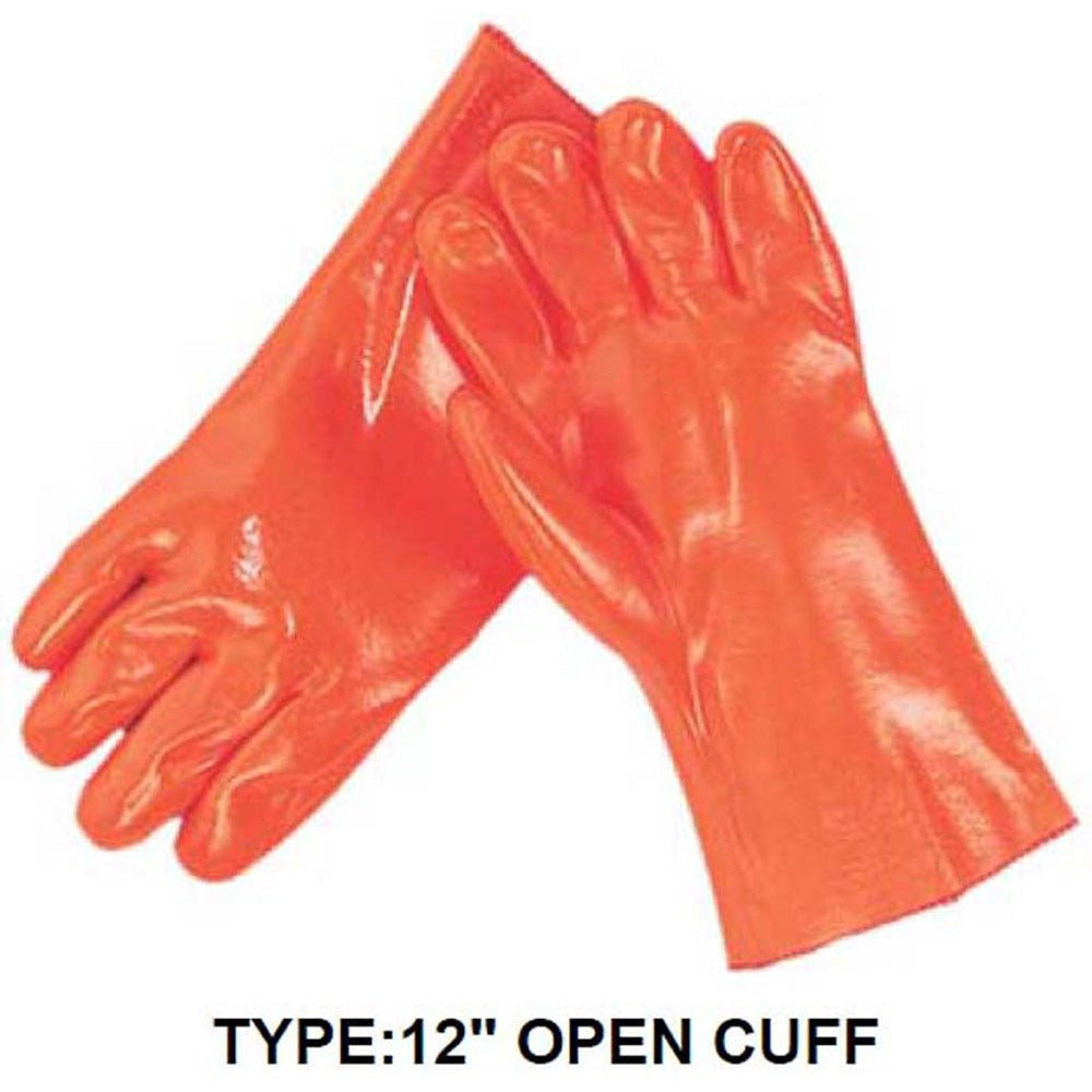 Mens 12 Inch Pvc Waterproof Work Gloves With Open Cuff Extra Large