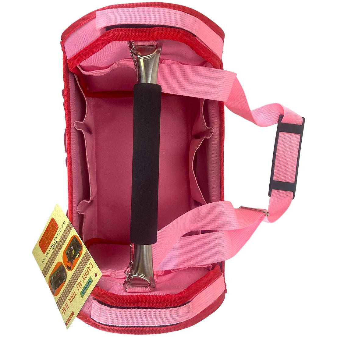 Pink Tool Carry-All with Multiple Pockets and Metal Handle - AB73