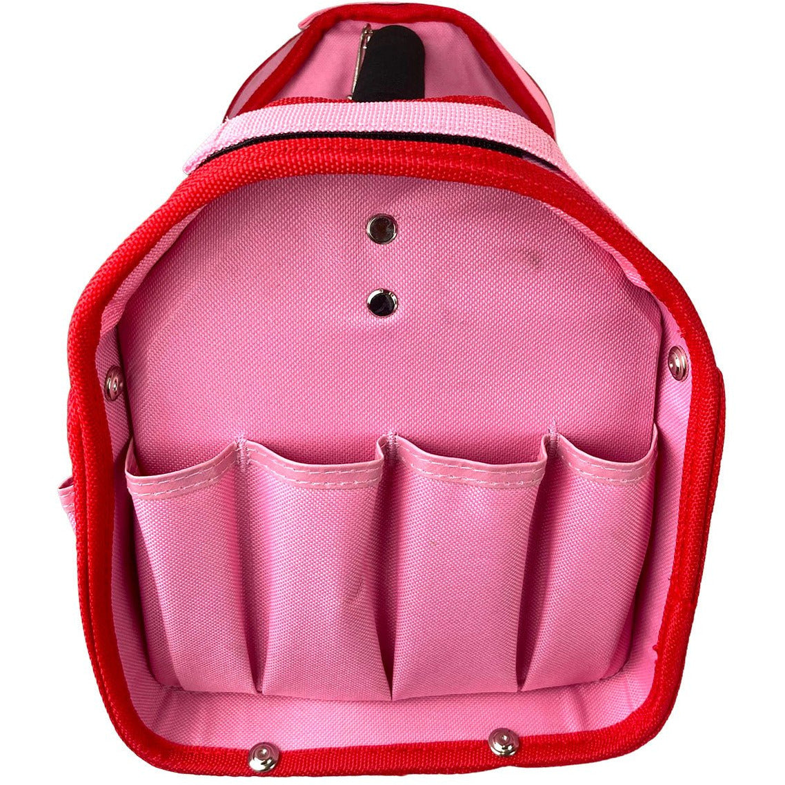 Pink Tool Carry-All with Multiple Pockets and Metal Handle - AB73-13W-PNK