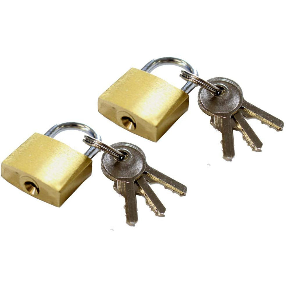 SAFEGUARD: 2 Piece 4/5" Brass Mini Padlocks With 3 Keys Each-Keyed Alike - LOCK-27302 - ToolUSA